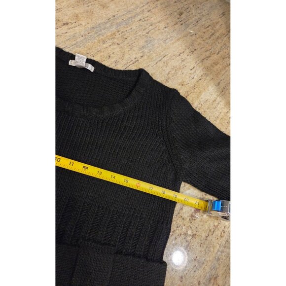 W D NY Women's Size M  Black Belted Sweater Wool Blend Cute Goth Retro 80's Look - Picture 3 of 14